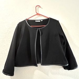 Amanda Charles Women’s Black Jacket with Faux Leather Polyester Trim Size L